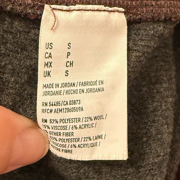 American Eagle Wool Blend Jogger Sweat‎ Pants Small Burgundy Pockets - Picture 6 of 6